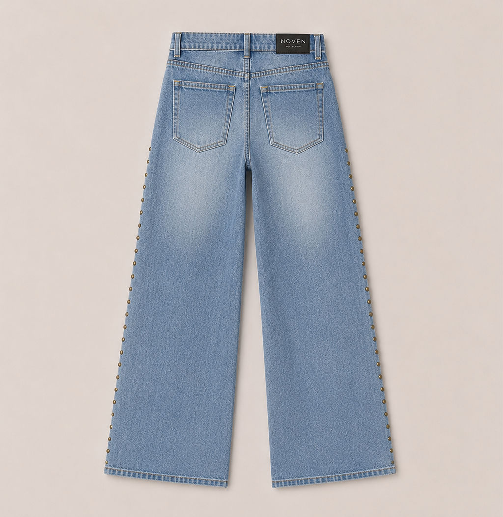 Jean Wide Leg Tachas Gold