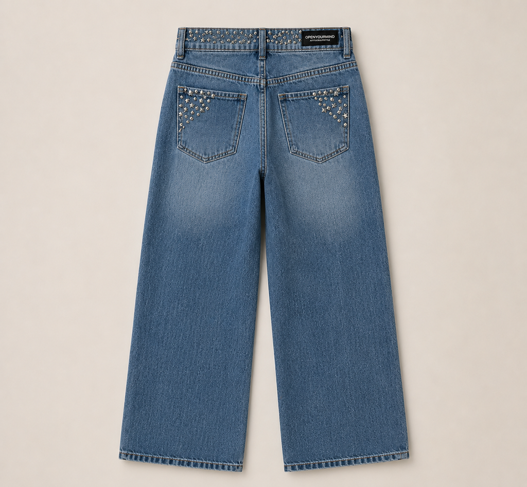 Jean Wide Leg con Tachas