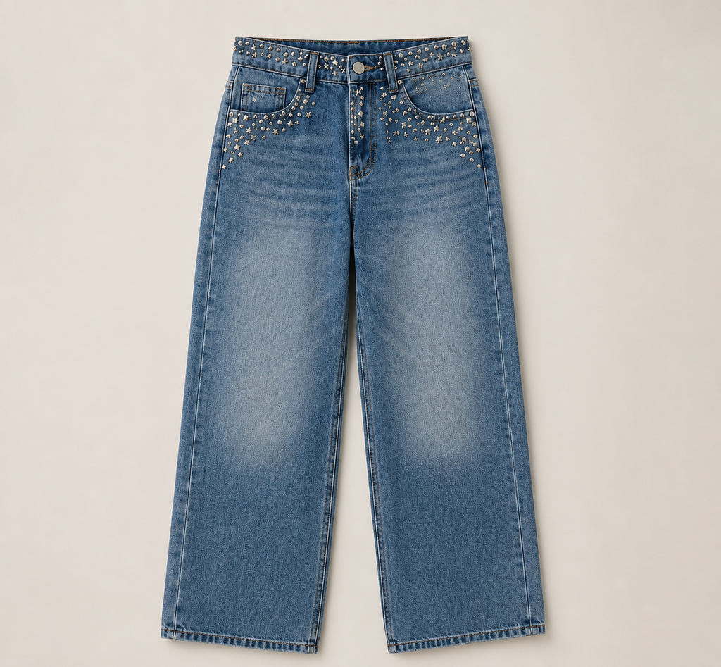 Jean Wide Leg con Tachas