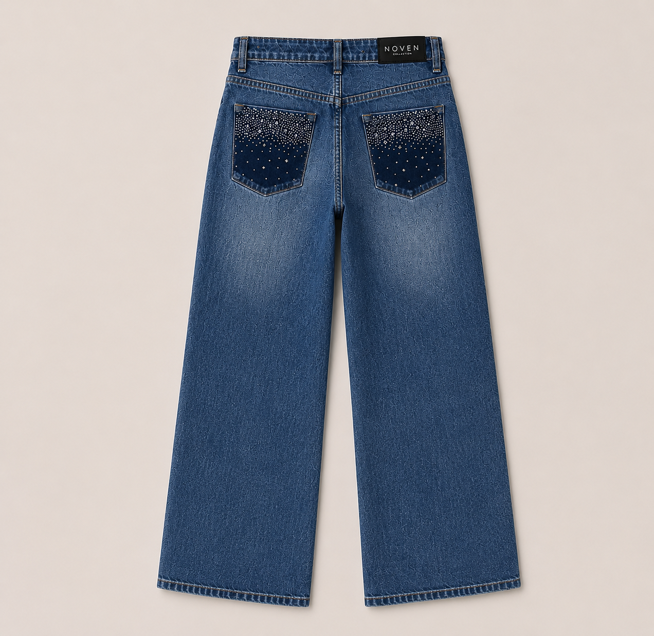 Jean Wide Leg Crystal Pocket