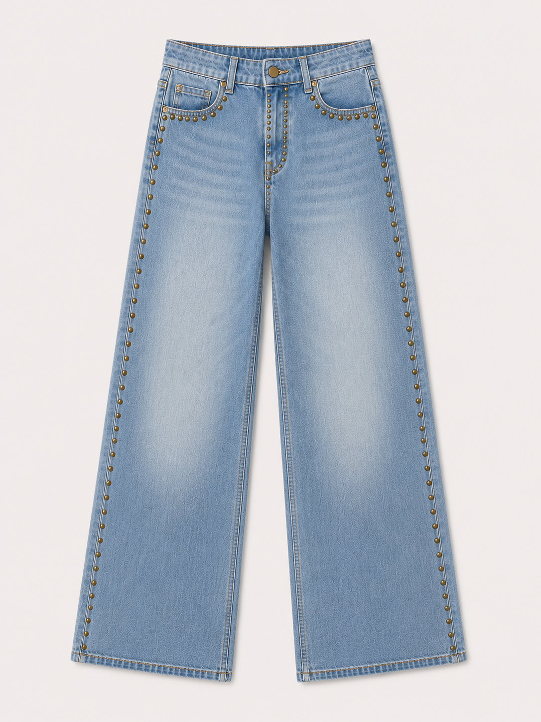 Jean Wide Leg Tachas Gold